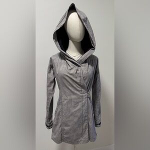 Elegant Gray‎ Hooded Trench Coat